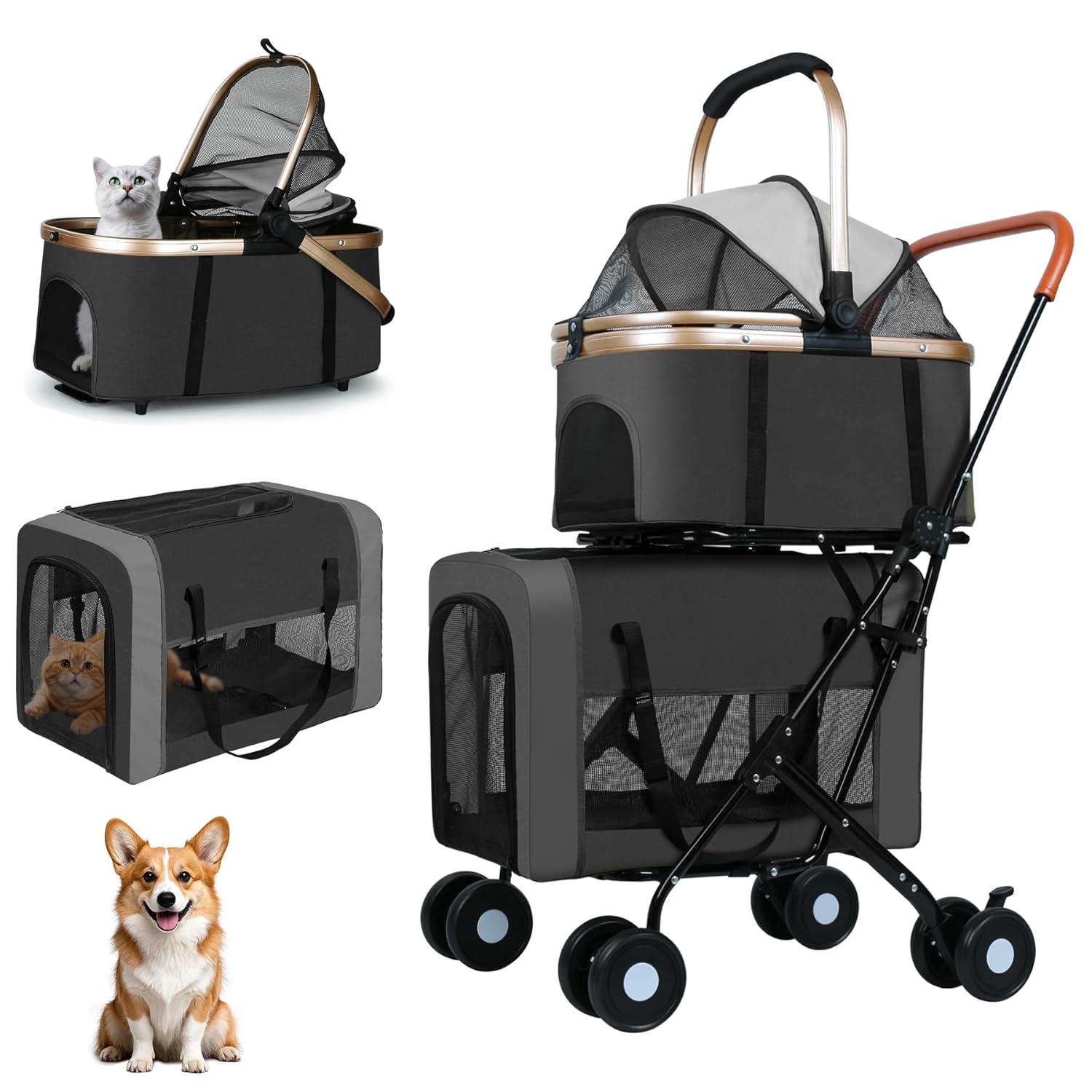 Pet Stroller Carrier - Double Pet Stroller for Dogs and