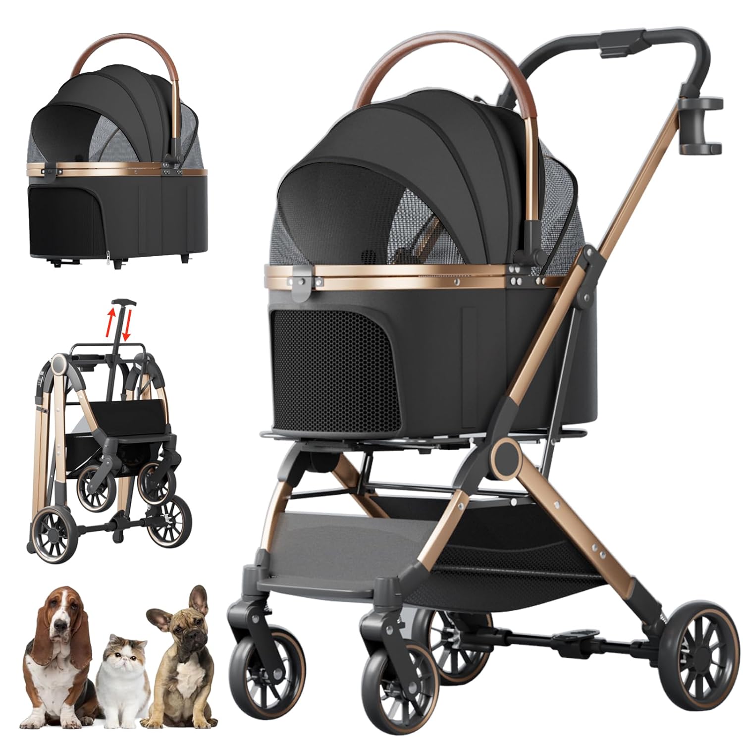 Pet Stroller Carrier - 4 Wheels Pet Stroller for Small
