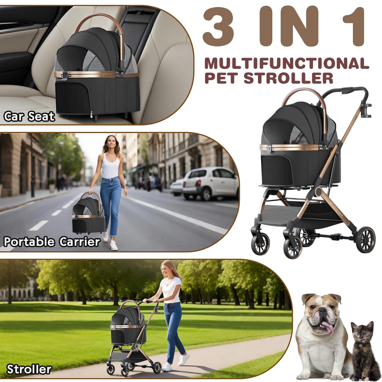 4 Wheels Pet Stroller for Smal - Pet Stroller Carrier review and price