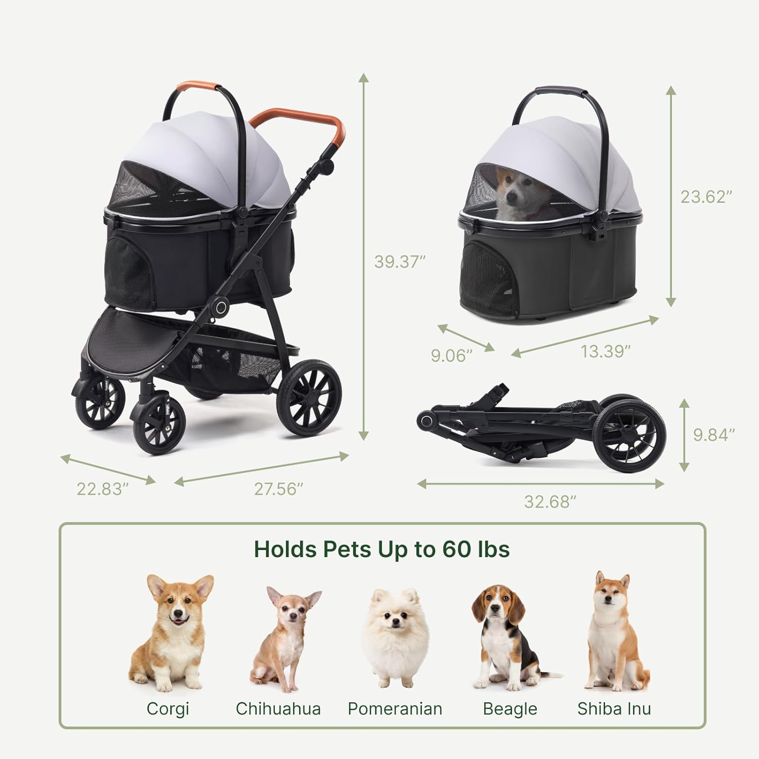 3-in-1 Pet Stroller for Medium - Pet Stroller Carrier review and price