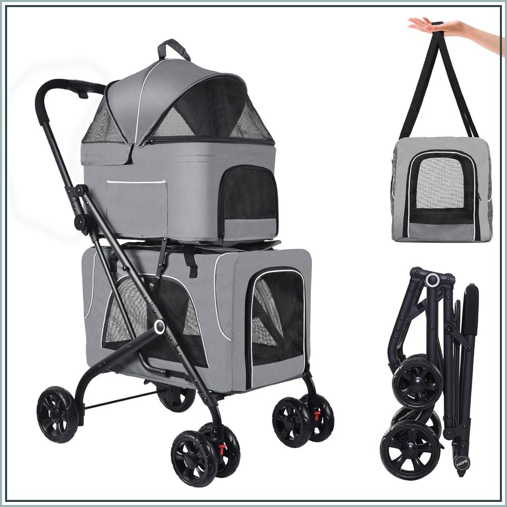 Double Pet Stroller for 2 Cats - Pet Stroller Carrier review and price