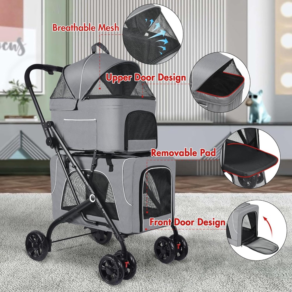 Double Pet Stroller for 2 Cats - Pet Stroller Carrier review and price