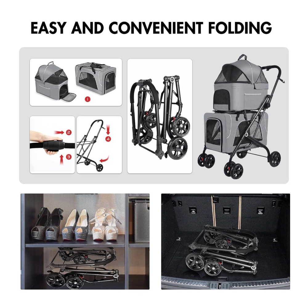 Double Pet Stroller for 2 Cats - Pet Stroller Carrier review and price
