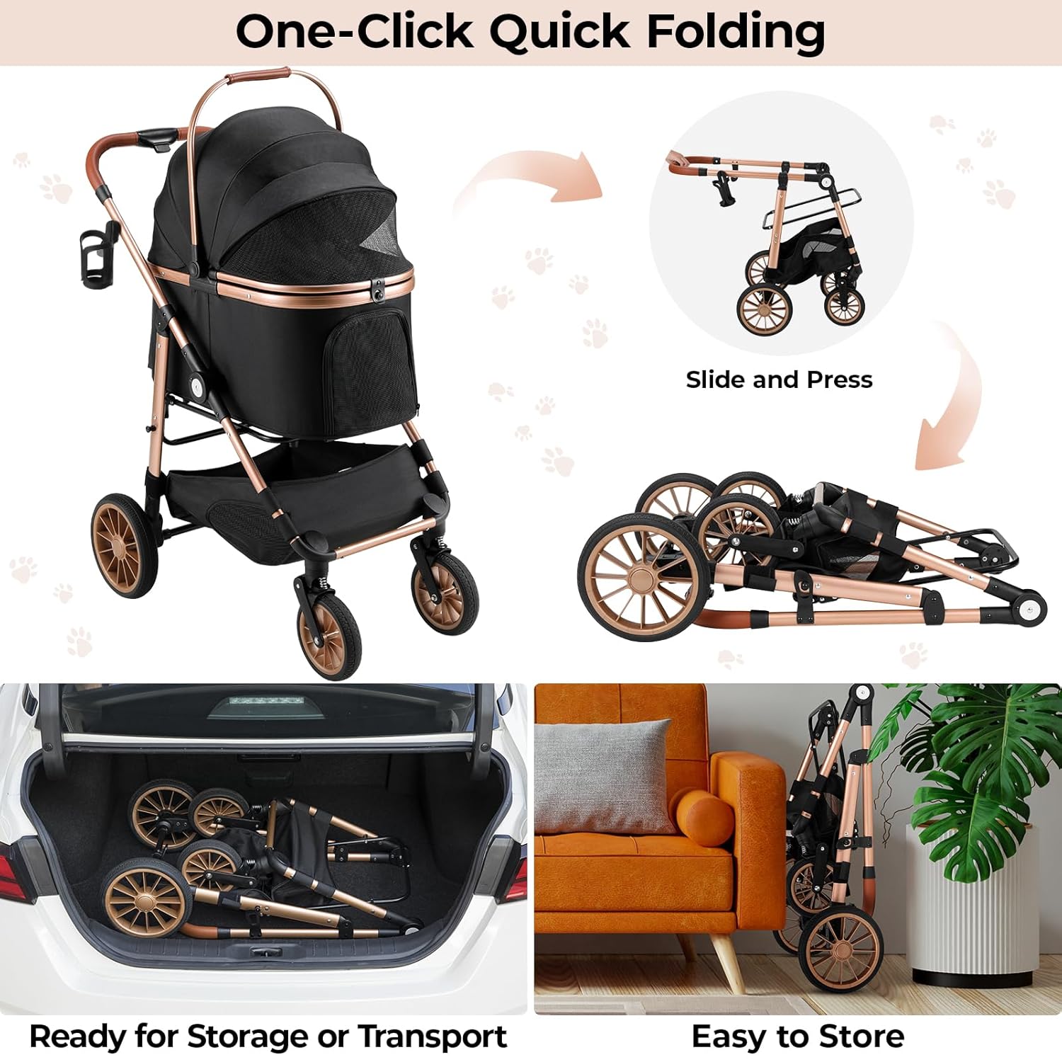 Foldable Pet Stroller for Medi - Pet Stroller Carrier review and price