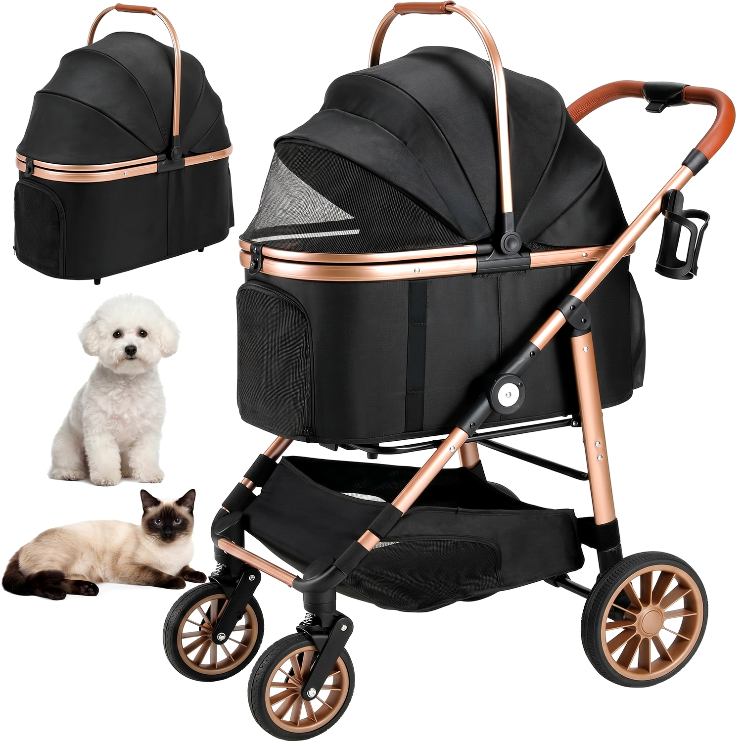 Foldable Pet Stroller for Medi - Pet Stroller Carrier review and price