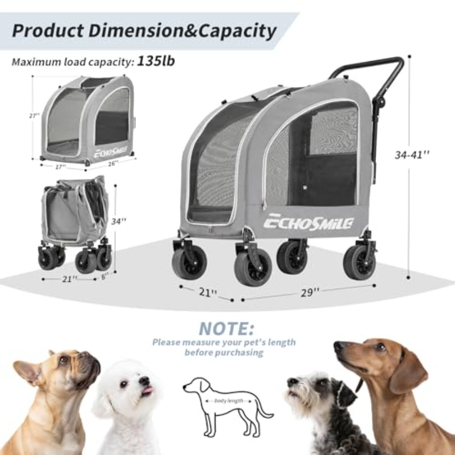 EchoSmile 4 Wheels Pet Strolle - Pet Stroller Carrier review and price
