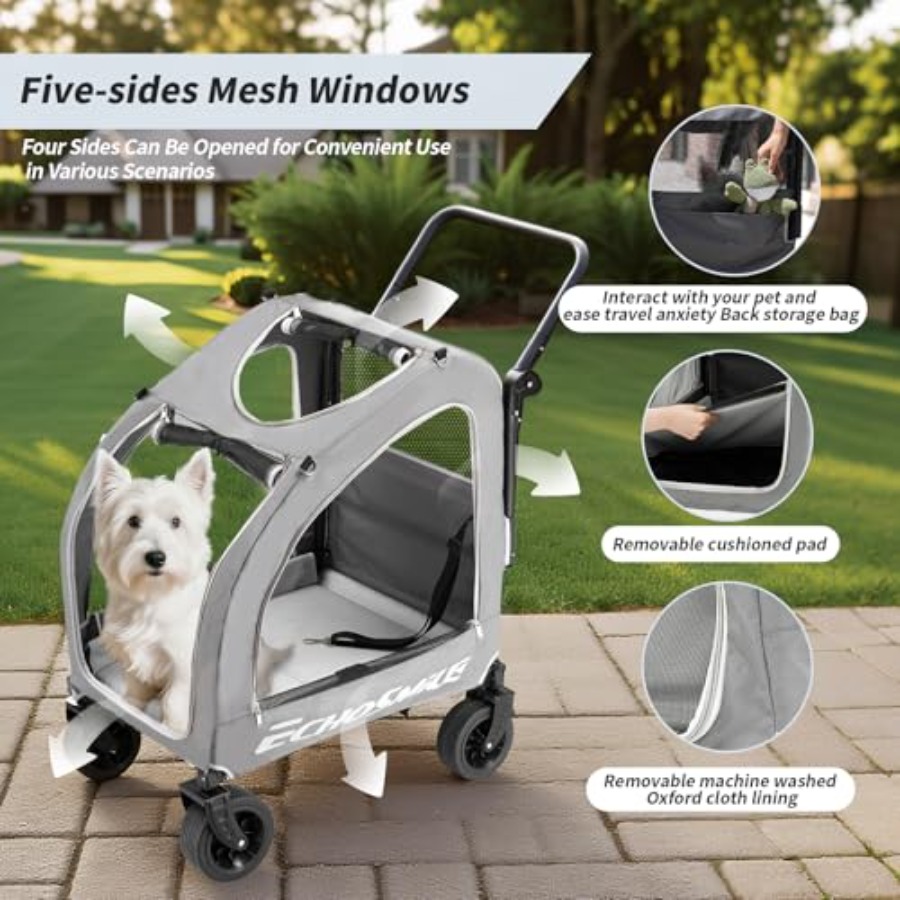 EchoSmile 4 Wheels Pet Strolle - Pet Stroller Carrier review and price