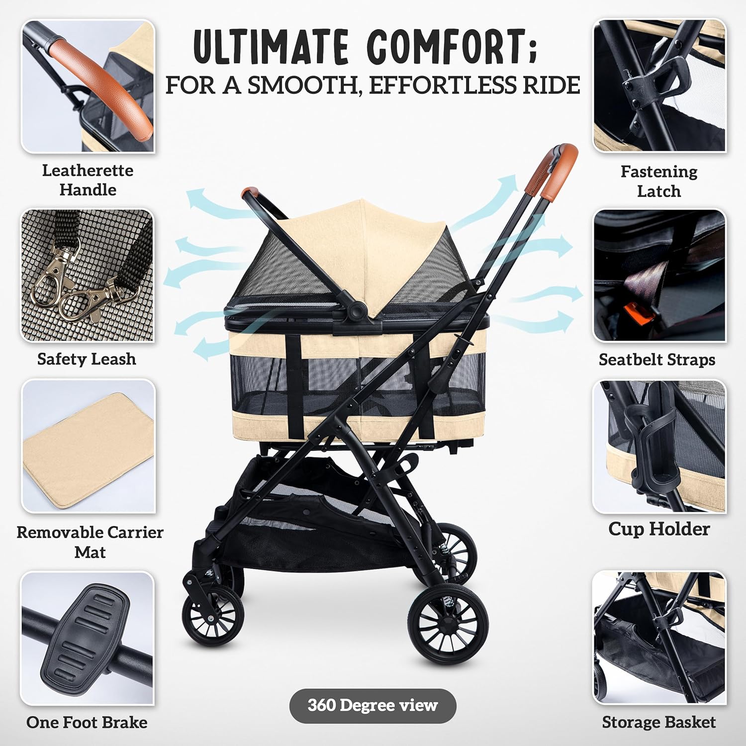 Pet Stroller with Detachable C - Pet Stroller Carrier review and price